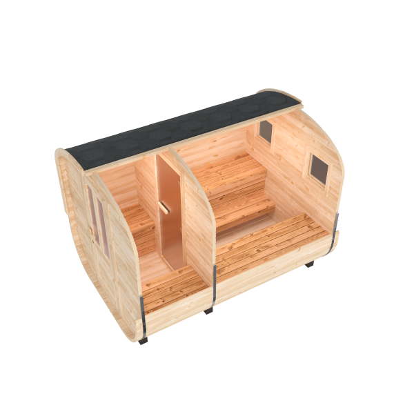 Fasssauna / Gartensauna / Banja / Quadro 3,0 m mit Vorraum